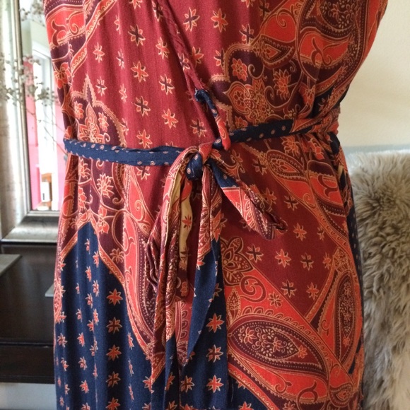 VICI boho maxi wrap dress short sleeve V neck M - Picture 4 of 11